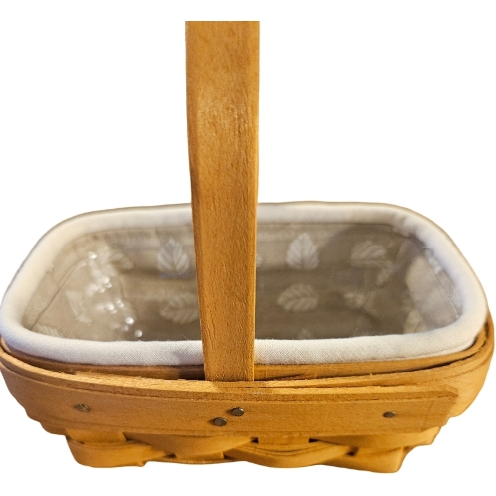 Longaberger Parsley Booking Basket, Clear Liner and Fabric Liner